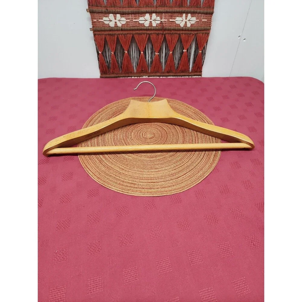 Vintage Nevco Contoured XL Wooden Coat Hanger 20 In Made In Yugoslavia 1950s